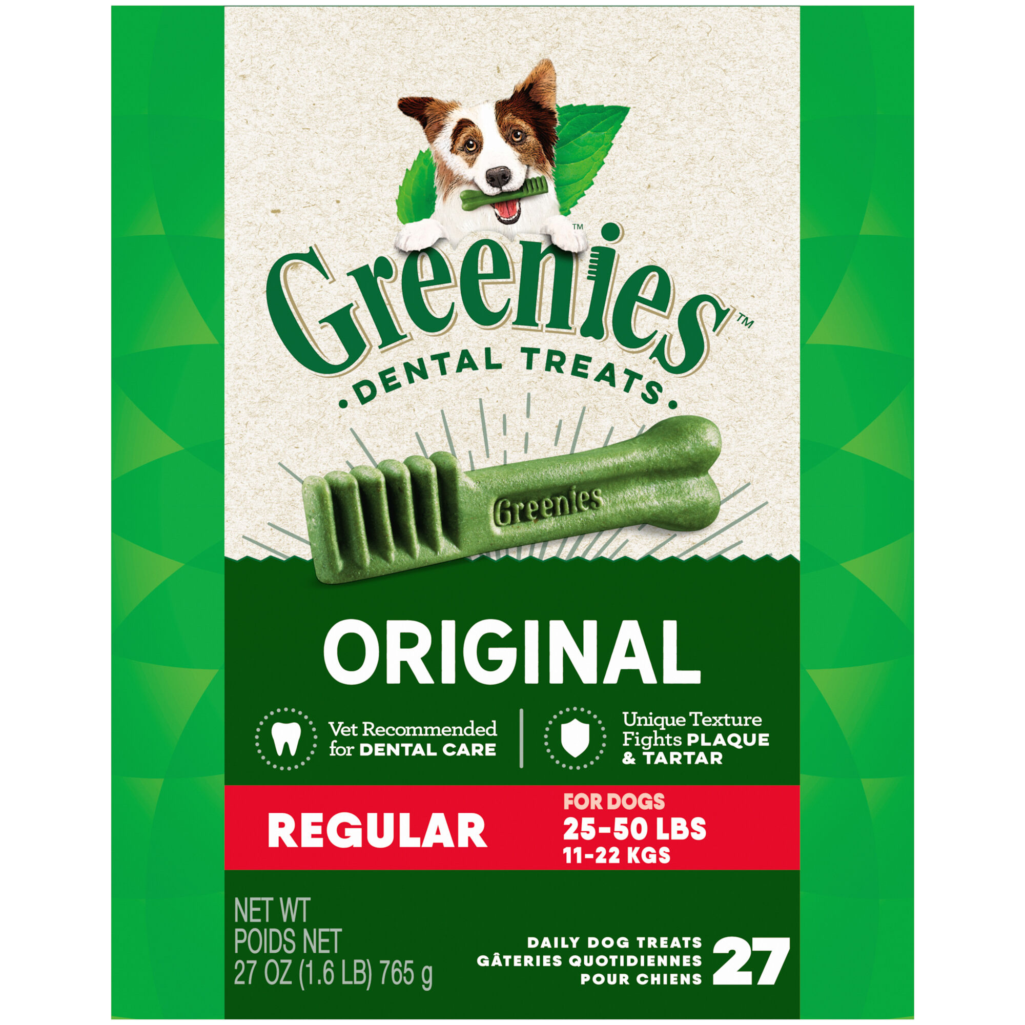Greenies Original Regular Natural Dental Dog Treats- 27 oz. Pack (27 Treats) product detail number 1.0