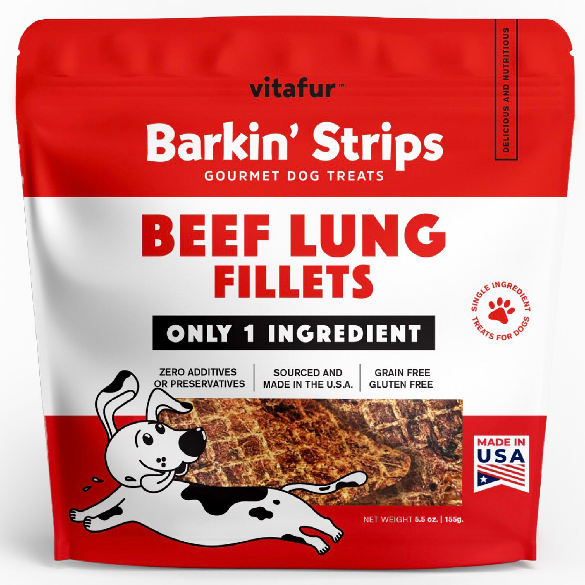 Vitafur Beef Lung Fillets Dog Treats - 5.5 oz Bag product detail number 1.0