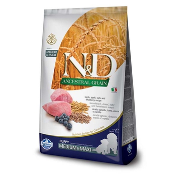 Farmina N&D Ancestral Grain Puppy Medium & Maxi Lamb & Blueberry Dry Dog Food 5.5 lb Bag-product-tile