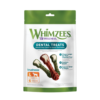 Whimzees by Wellness Brushzees Natural Grain Free Dental Chews for Dogs - Large Breed - 6 count-product-tile