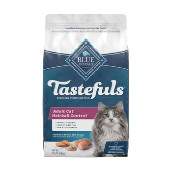 Blue Buffalo BLUE Tastefuls Adult Hairball Control Chicken and Brown Rice Recipe Dry Cat Food 15 lb Bag-product-tile