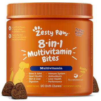 Zesty Paws 8-in-1 Multivitamin Bites Soft Chew Supplement for Dogs - Peanut Butter - 90 Count-product-tile