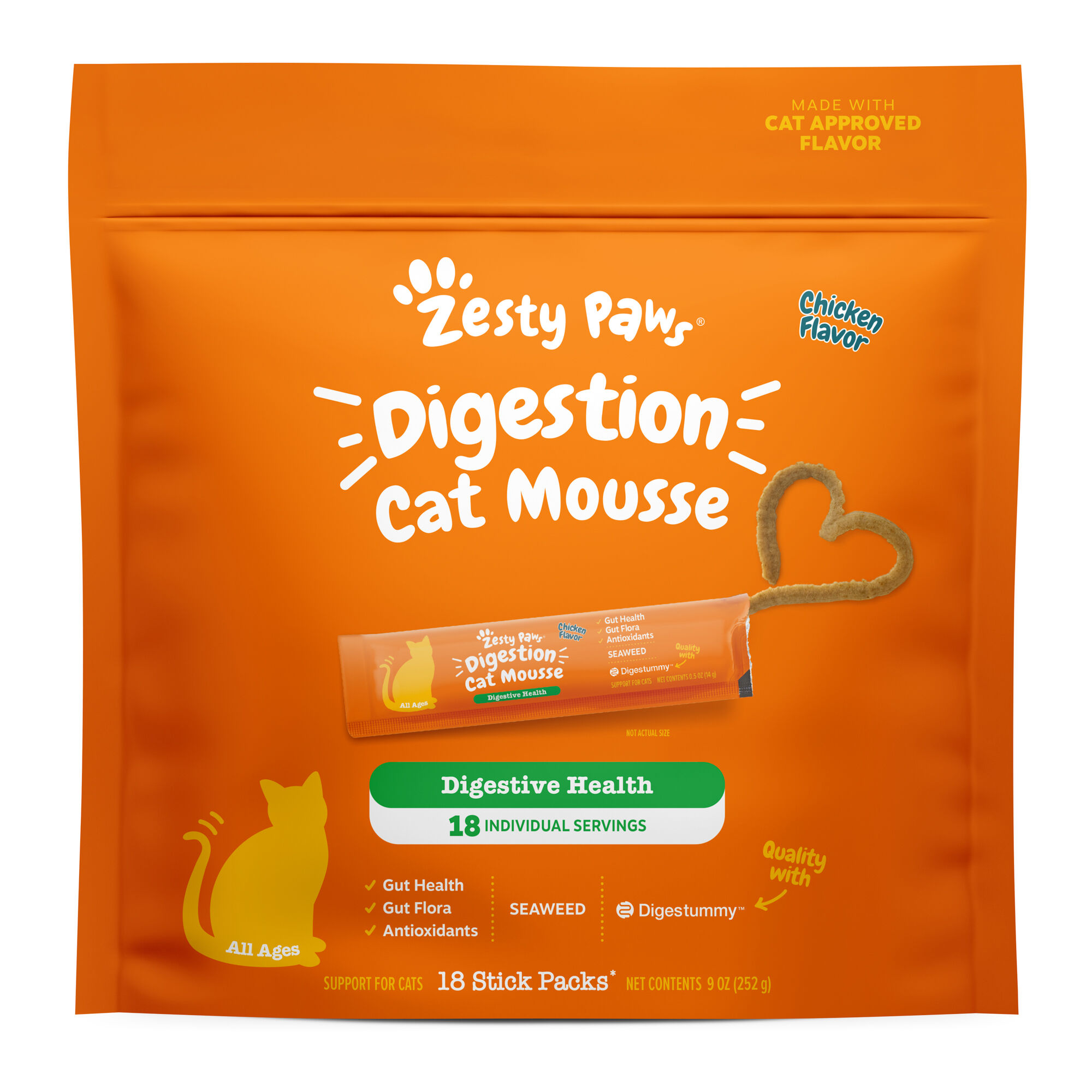 Zesty Paws Digestion Lickable Cat Mousse Squeeze Digestive Health Supplement for Cats - 18 Individual Servings product detail number 1.0