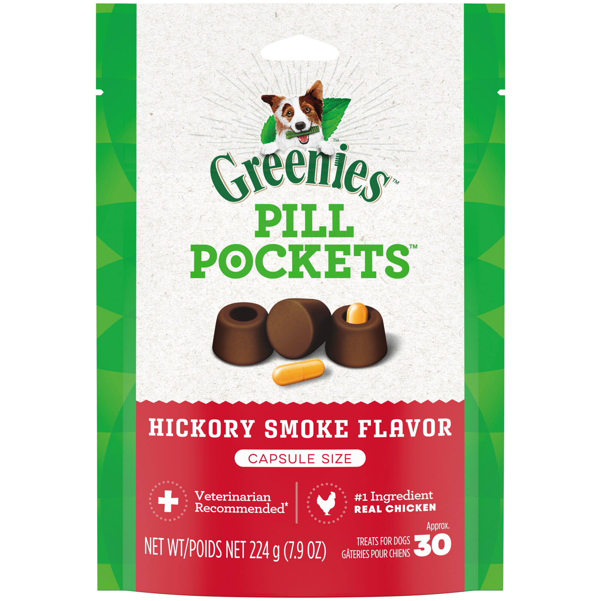 Greenies Pill Pockets Capsule Size Natural Hickory Smoke Flavored Dog Treats - 30 Treats product detail number 1.0