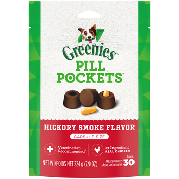 Greenies Pill Pockets Capsule Size Natural Hickory Smoke Flavored Dog Treats - 30 Treats-product-tile