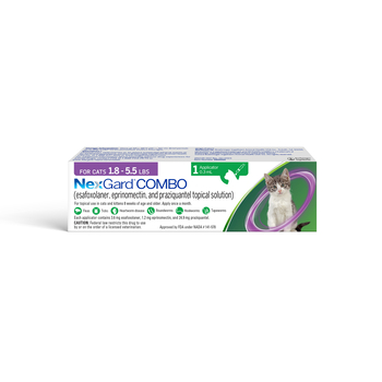 NexGard COMBO Topical Flea & Tick Protection plus Heartworm Disease Preventive for Cats - 1.8-5.5 lbs. (Purple Box) - 1 Month Dose Pack-product-tile