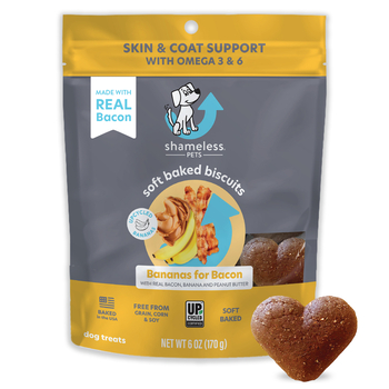 Shameless Pets Bananas for Bacon Soft Baked Biscuits for Dogs - Bacon, Banana, & Peanut Butter Flavor (6 oz Bag)-product-tile