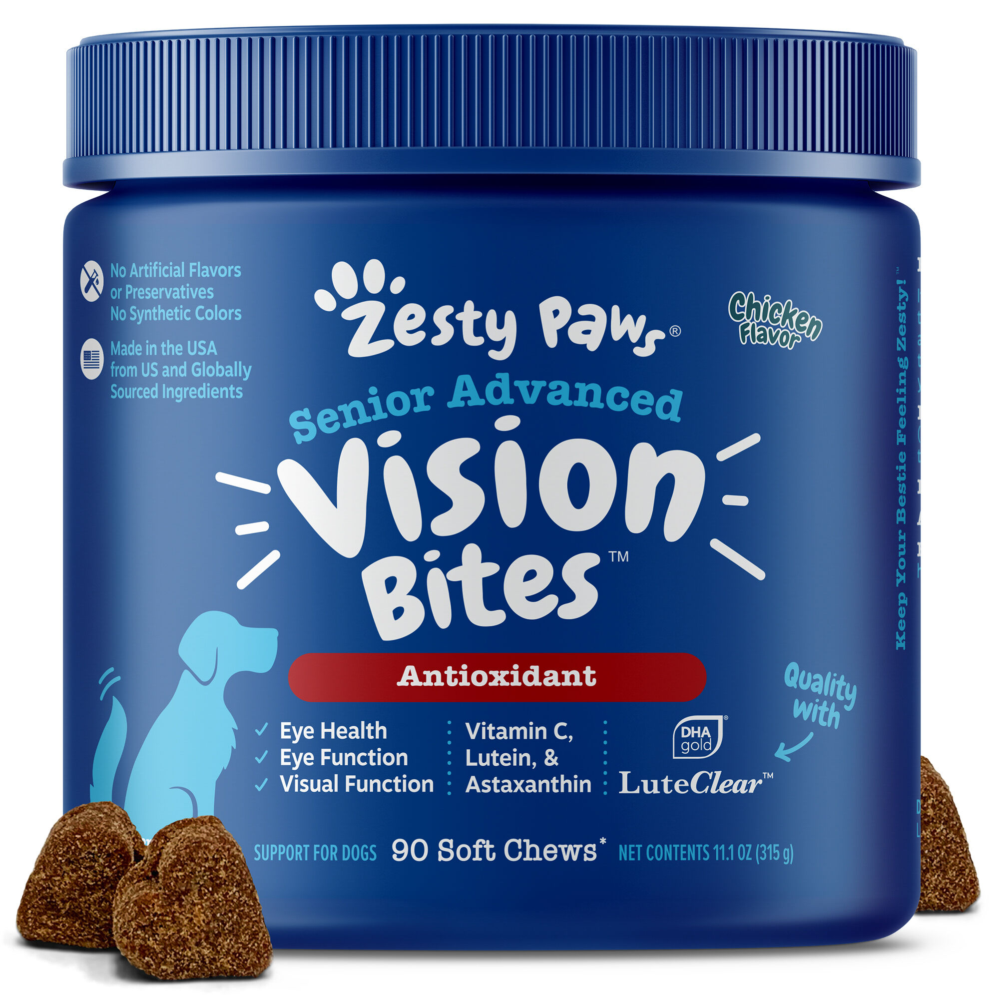 Zesty Paws Senior Advanced Vision Bites&trade; Chicken Flavored Soft Chew Vision Supplement for Dogs - 90 Count product detail number 1.0