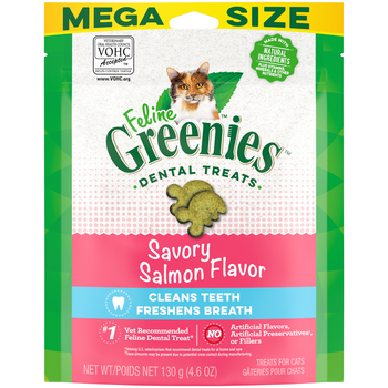 Greenies Adult Dental Cat Treats Savory Salmon Flavor - 4.6 oz Pouch-product-tile
