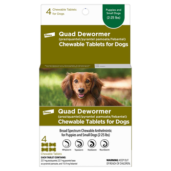 Elanco Quad Dewormer Chewable Tablets for Dogs Puppies and Small Dogs 4 ct-product-tile