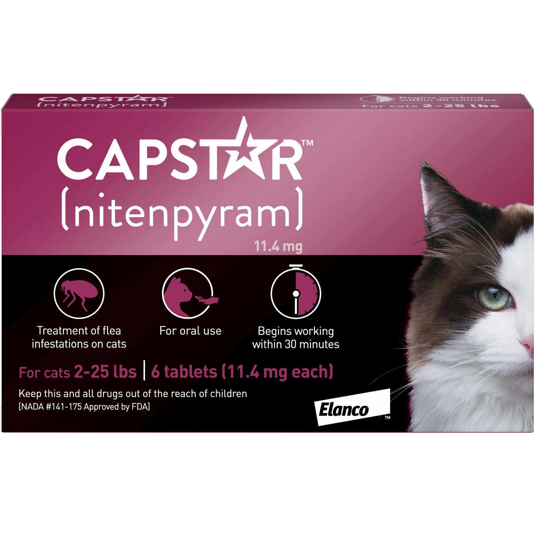 Capstar Flea Treatment Tablets Cats 2-25 lbs 6 pk product detail number 1.0