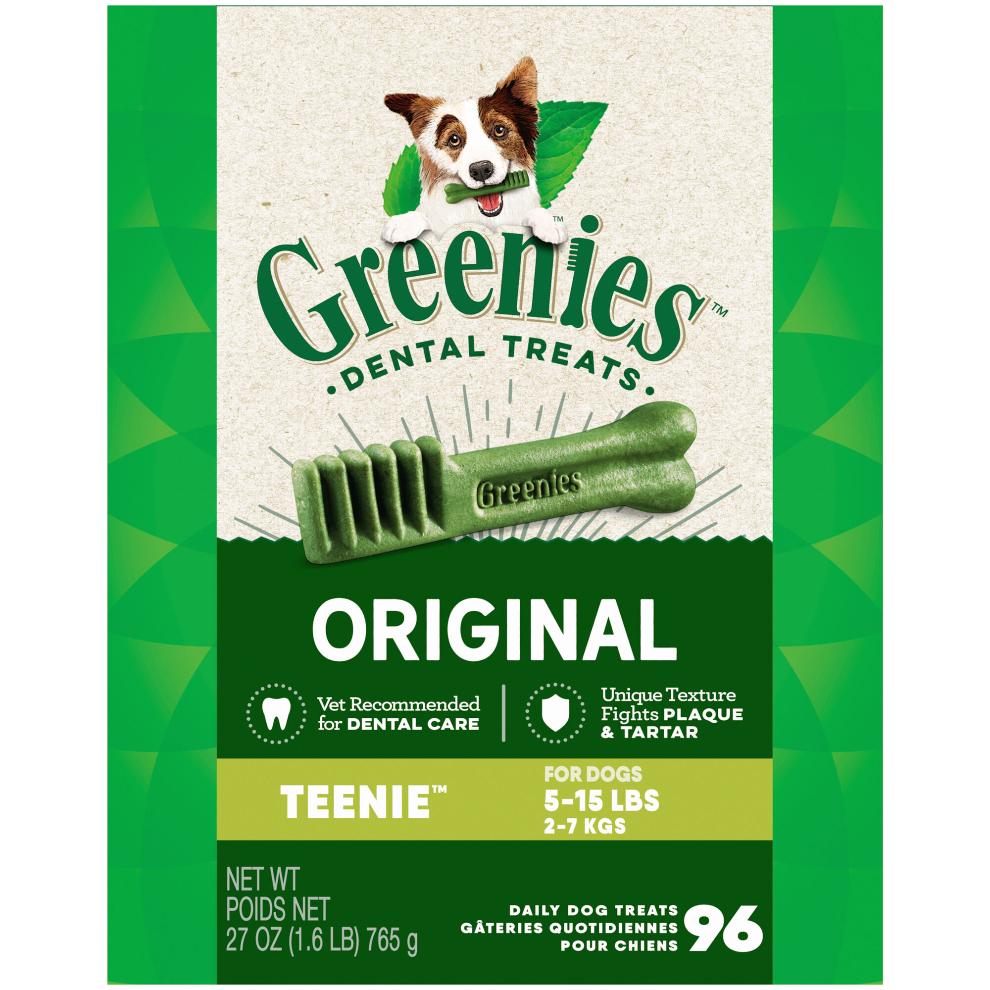 Greenies Original Teenie Natural Dental Dog Treats - 27 oz. Pack (96 Treats) product detail number 1.0