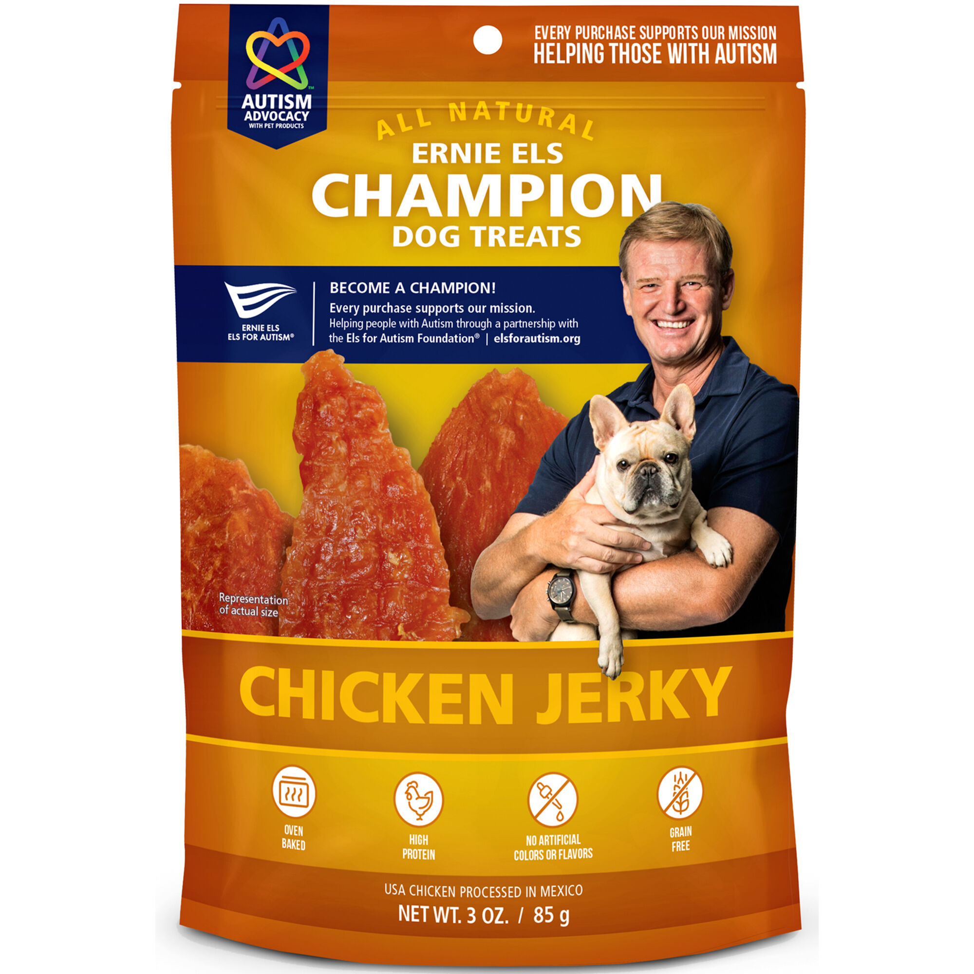Ernie Els All Natural Chicken Jerky Dog Treats - 3 oz Bag product detail number 1.0