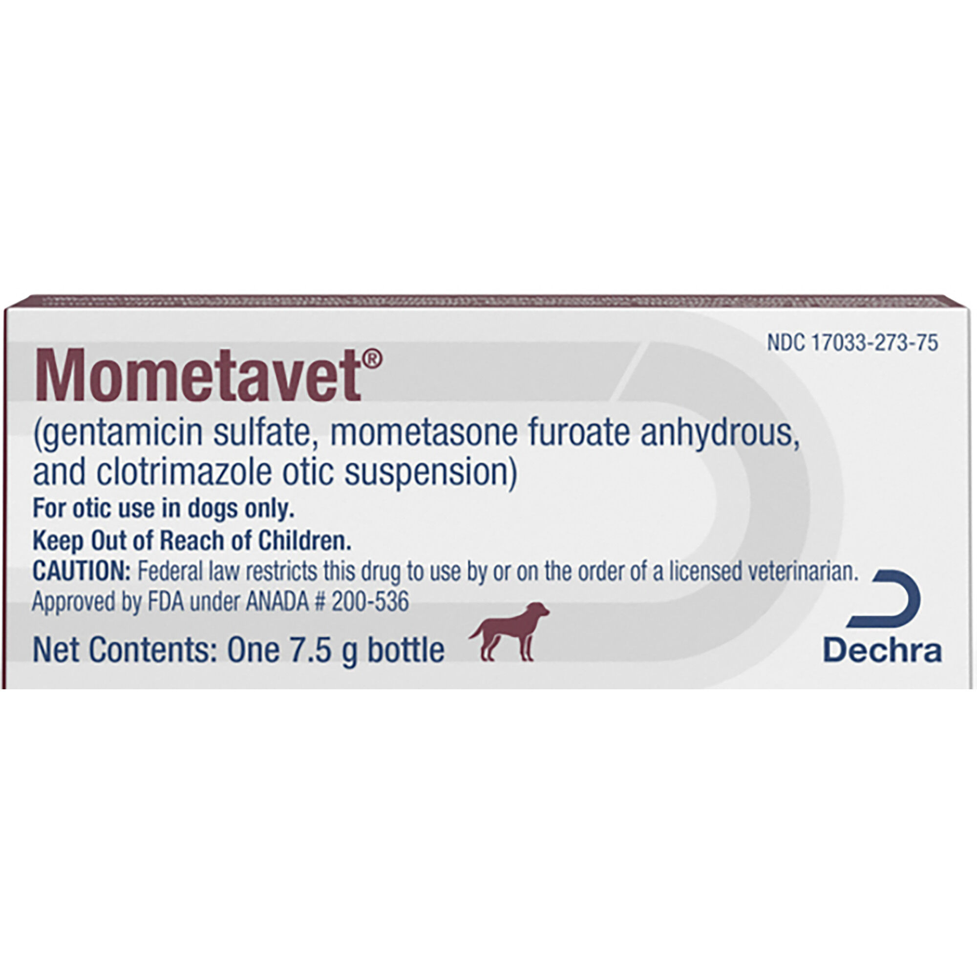Mometavet&reg; (gentamicin sulfate, mometasone furoate anhydrous, and clotrimazole otic suspension) - 7.5 gm Bottle product detail number 1.0