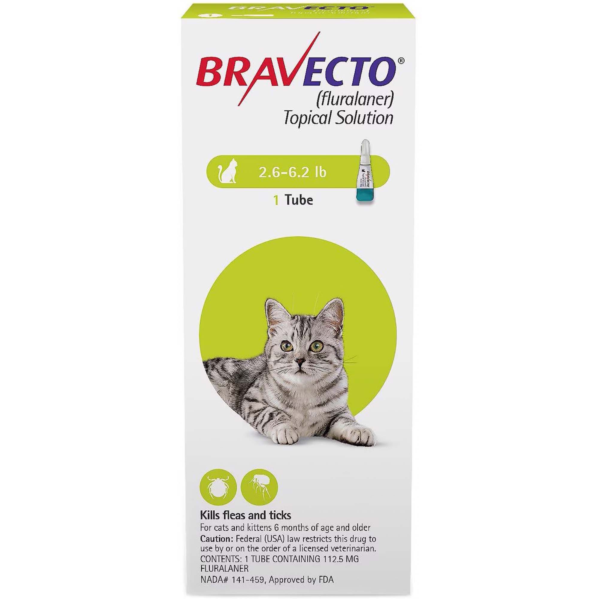 Bravecto for Cats 2.6-6.2 lbs 1 dose product detail number 1.0