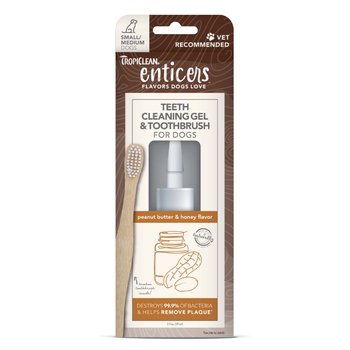 Tropiclean Enticers Teeth Gel/Toothbrush S/M Dog Pb/Honey 2oz-product-tile
