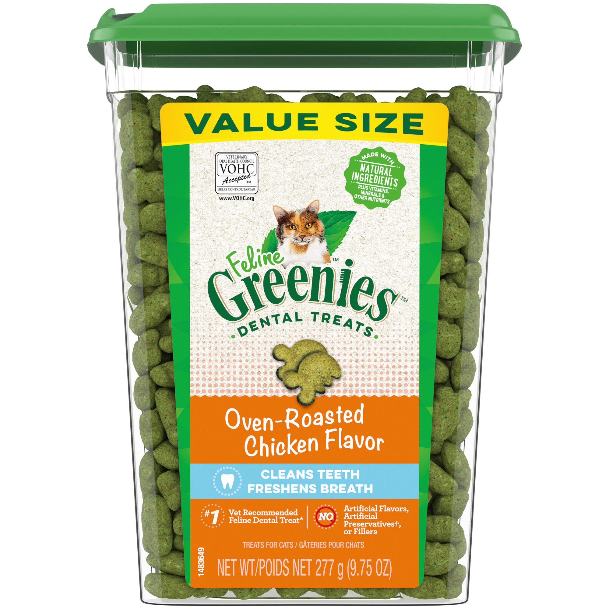 Greenies Adult Dental Cat Treats Oven Roated Chicken Flavor - 9.75 oz Tub product detail number 1.0