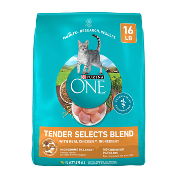 Purina ONE Tender Selects Blend Real Chicken Dry Cat Food 16 lb Bag-product-tile