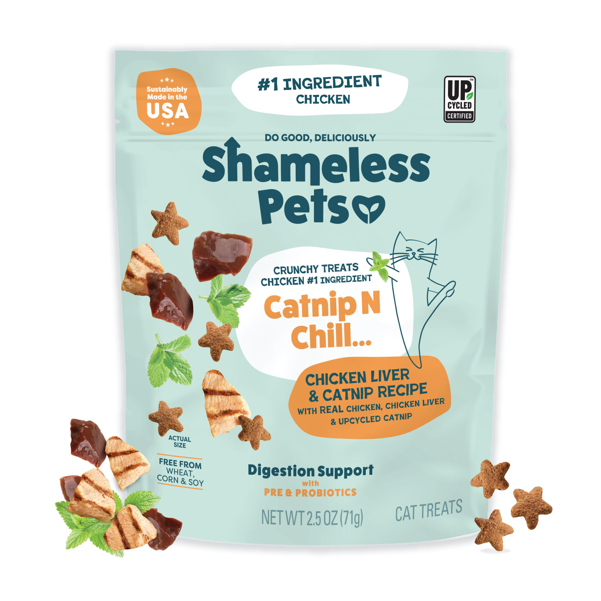 Shameless Pets Catnip N Chill- Chicken Liver Recipe Crunchy Cat Treats - 2.5 oz Bag product detail number 1.0