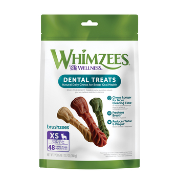 Whimzees by Wellness Brushzees Natural Grain Free Dental Chews for Dogs - Extra Small Breed - 48 count-product-tile