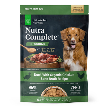 Ultimate Pet Nutrition Nutra Complete Infusions Plus Bone Broth Duck Recipe Freeze Dried Dog Food 16 oz Bag-product-tile