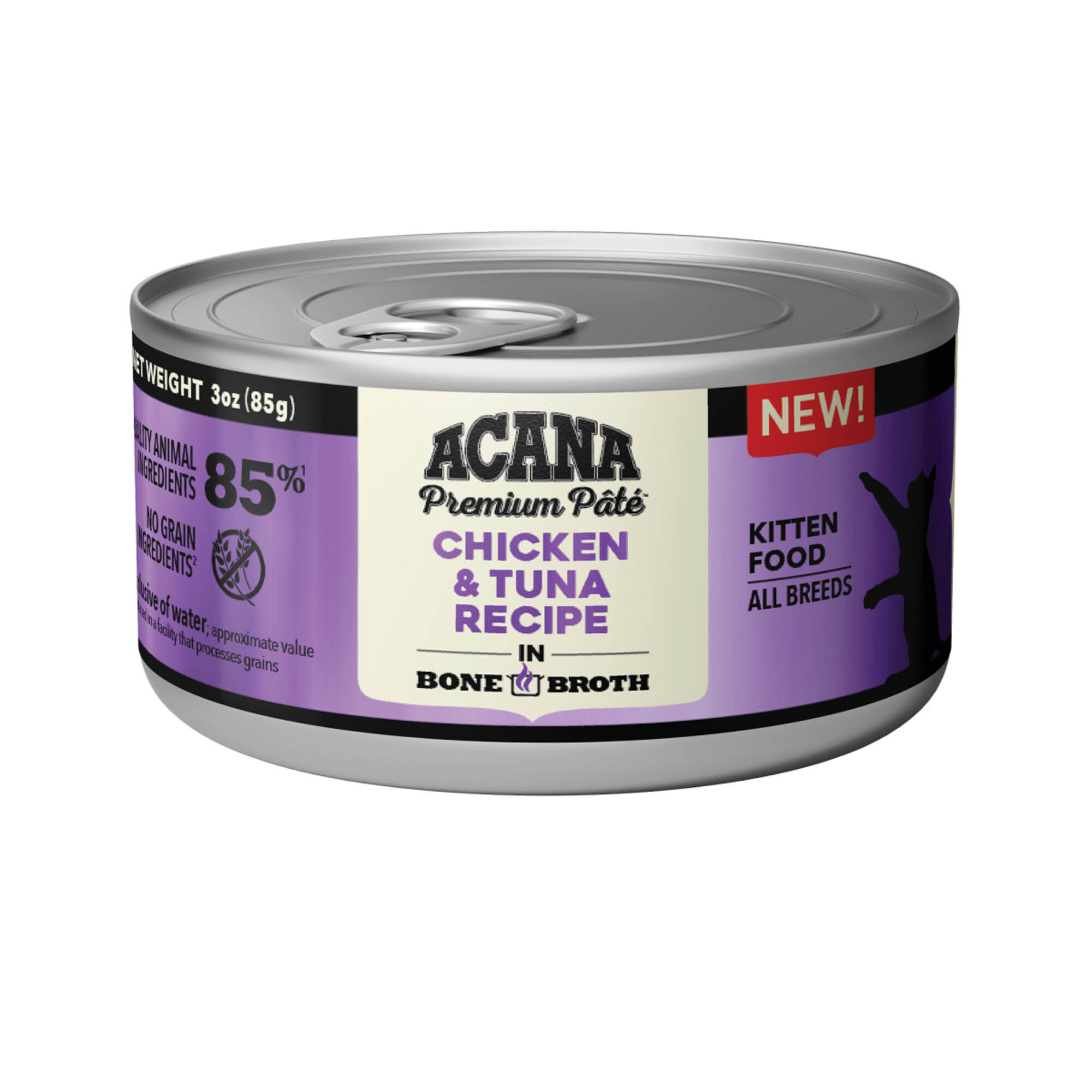ACANA Premium Pate Chicken & Tuna Kitten Recipe in Bone Broth Wet Cat Food 3 oz Cans - Case of 24 product detail number 1.0