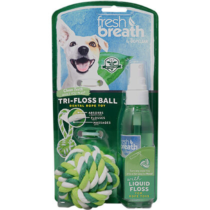 TropiClean Fresh Breath Tri-Floss Rope Ball with Liquid Floss product detail number 1.0