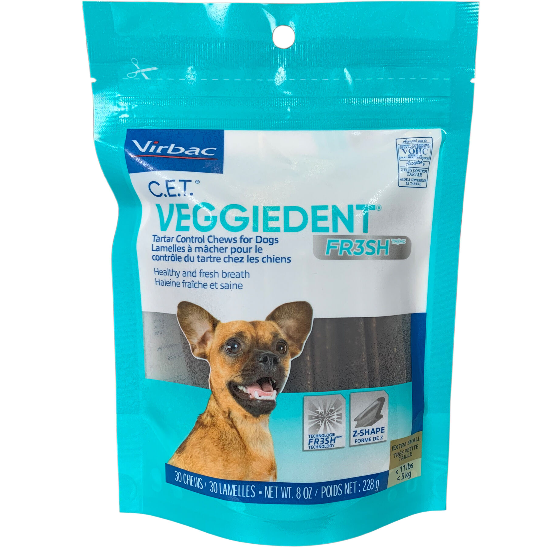 C.E.T. VeggieDent FR3SH Tartar Control Chews for Dogs X-Small 30 ct product detail number 1.0