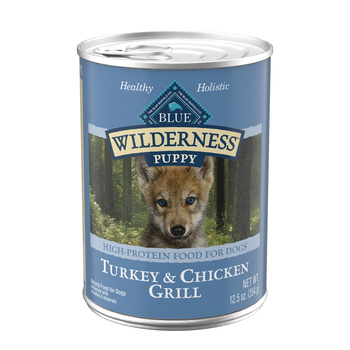 Blue Buffalo BLUE Wilderness Puppy Turkey & Chicken Grill Wet Dog Food 12.5 oz Can - Case of 12-product-tile