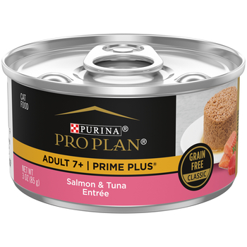 Purina Pro Plan Senior Adult 7+ Prime Plus Salmon & Tuna Entree Grain-Free Classic Wet Cat Food 3 oz Cans (Case of 24)-product-tile