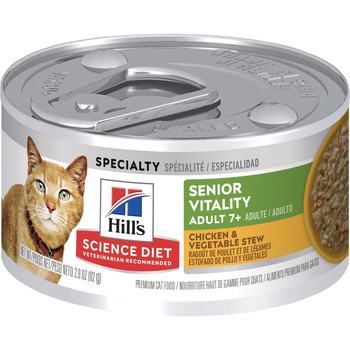Hill's Science Diet Adult 7+ Senior Vitality Chicken & Vegetable Stew Wet Cat Food - 2.9 oz Cans - Case of 24-product-tile