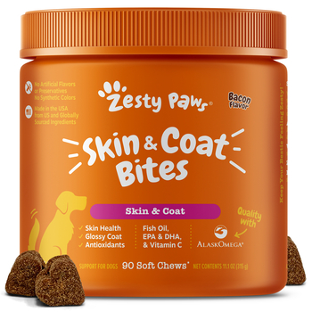 Zesty Paws Skin & Coat Bites Soft Chew Omega Supplement for Dogs -  Bacon - 90 count-product-tile