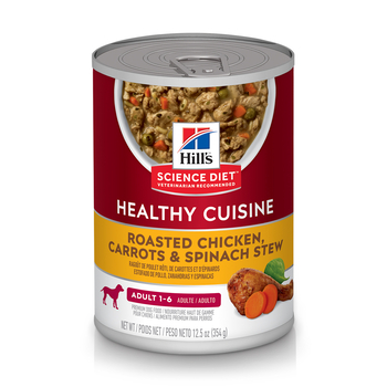 Hill's Science Diet Adult Healthy Cuisine Roasted Chicken, Carrots, & Spinach Stew Wet Dog Food - 12.5 oz Cans - Case of 12-product-tile