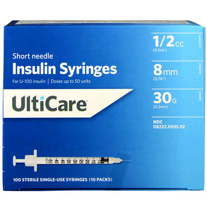 UltiCare U-100 Syringes 1/2cc 30G x 5/16" Short Needle 100ct product detail number 1.0