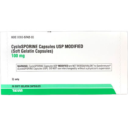 Cyclosporine (Modified) Generic To Atopica 100 mg 30 Capsule Pk product detail number 1.0