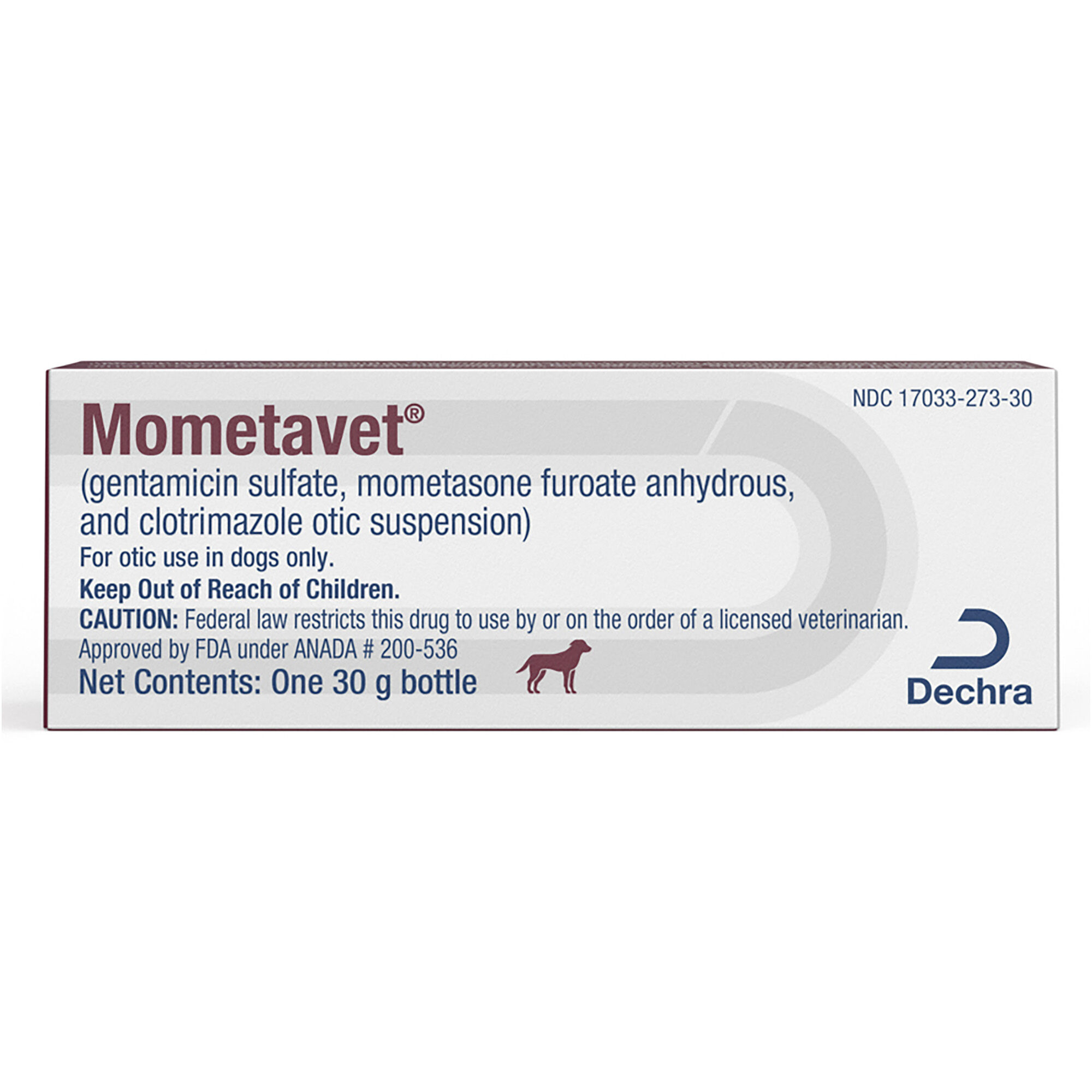 Mometavet&reg; (gentamicin sulfate, mometasone furoate anhydrous, and clotrimazole otic suspension) 30 gm Bottle product detail number 1.0