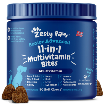 Zesty Paws Senior Advanced 11-in-1 Multivitamin Bites Soft Chew Supplement for Dogs - Beef - 90 count-product-tile