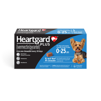 HEARTGARD Plus (ivermectin/pyrantel) Heartworm Disease Preventative Chewables for Dogs up to 25 lbs (Blue Box) - 1pk-product-tile