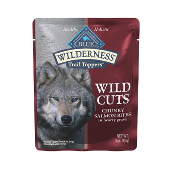 Blue Buffalo BLUE Wilderness Wild Cuts Trail Toppers Adult Chunky Salmon Bites in Hearty Gravy Dog Food Topper  3 oz Pouch - Case of 24-product-tile