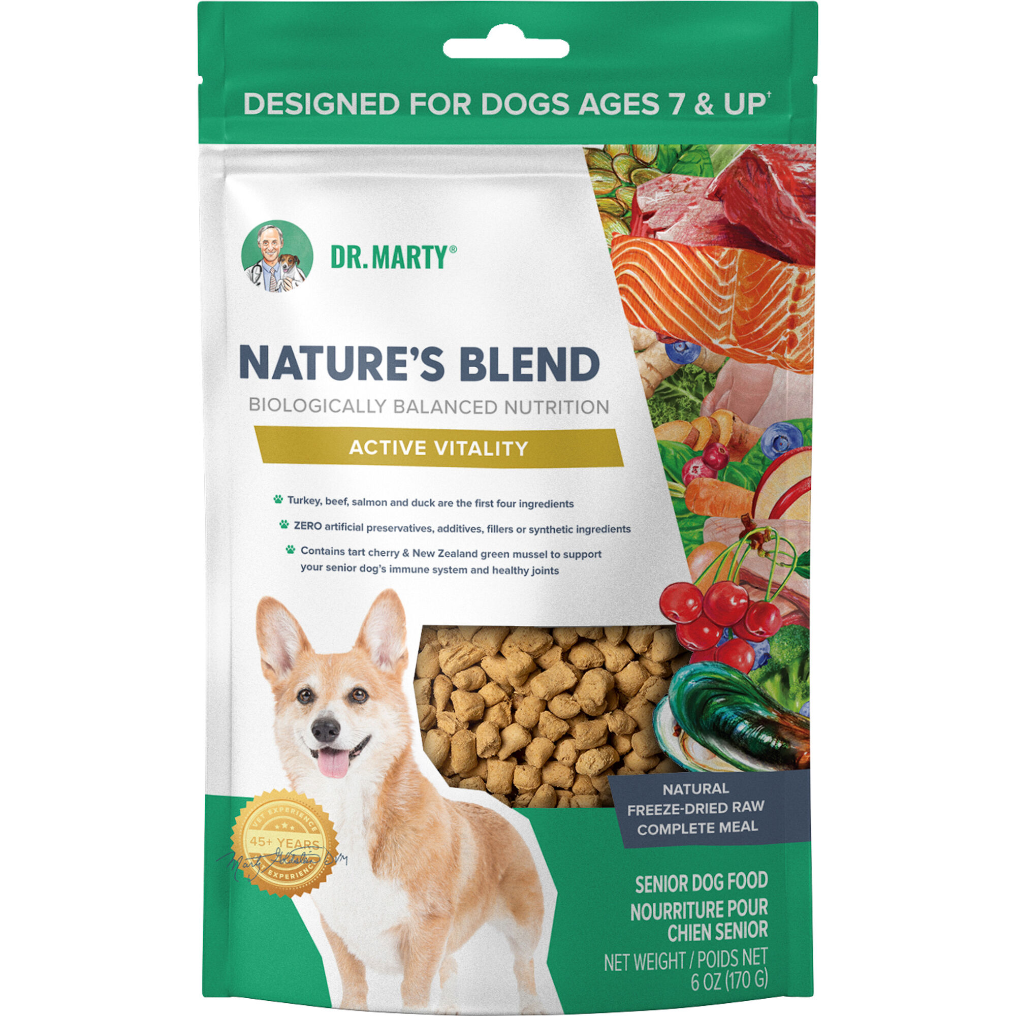 Dr. Marty Nature's Blend Active Vitality Premium Freeze-Dried Raw Senior Dog Food 6 oz Bag product detail number 1.0
