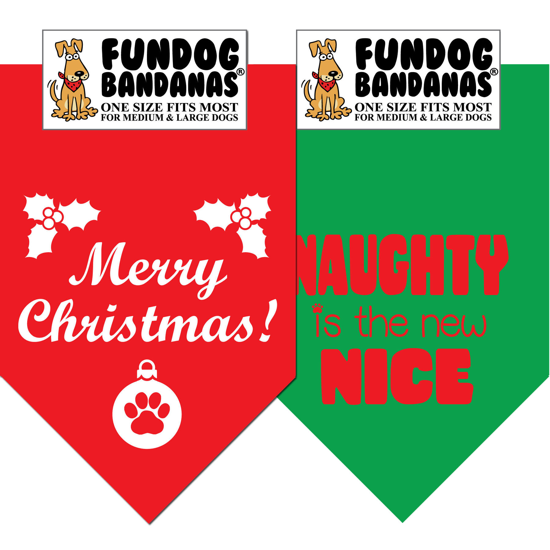 FunDog Bandanas Set of Two - Christmas