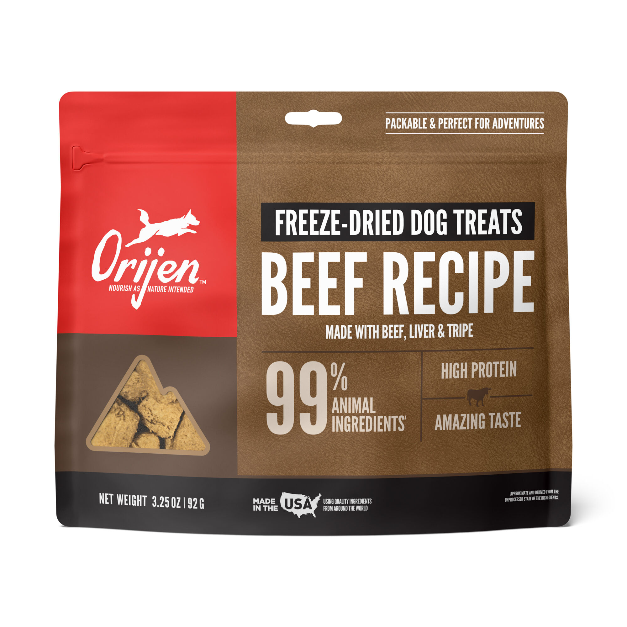 ORIJEN Ranch-Raised Beef Freeze-Dried Dog Treats 3.25 oz Bag product detail number 1.0