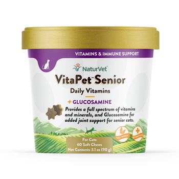 NaturVet VitaPet Senior Daily Vitamins Plus Glucosamine Supplement for Cats Soft Chews, 60 ct-product-tile