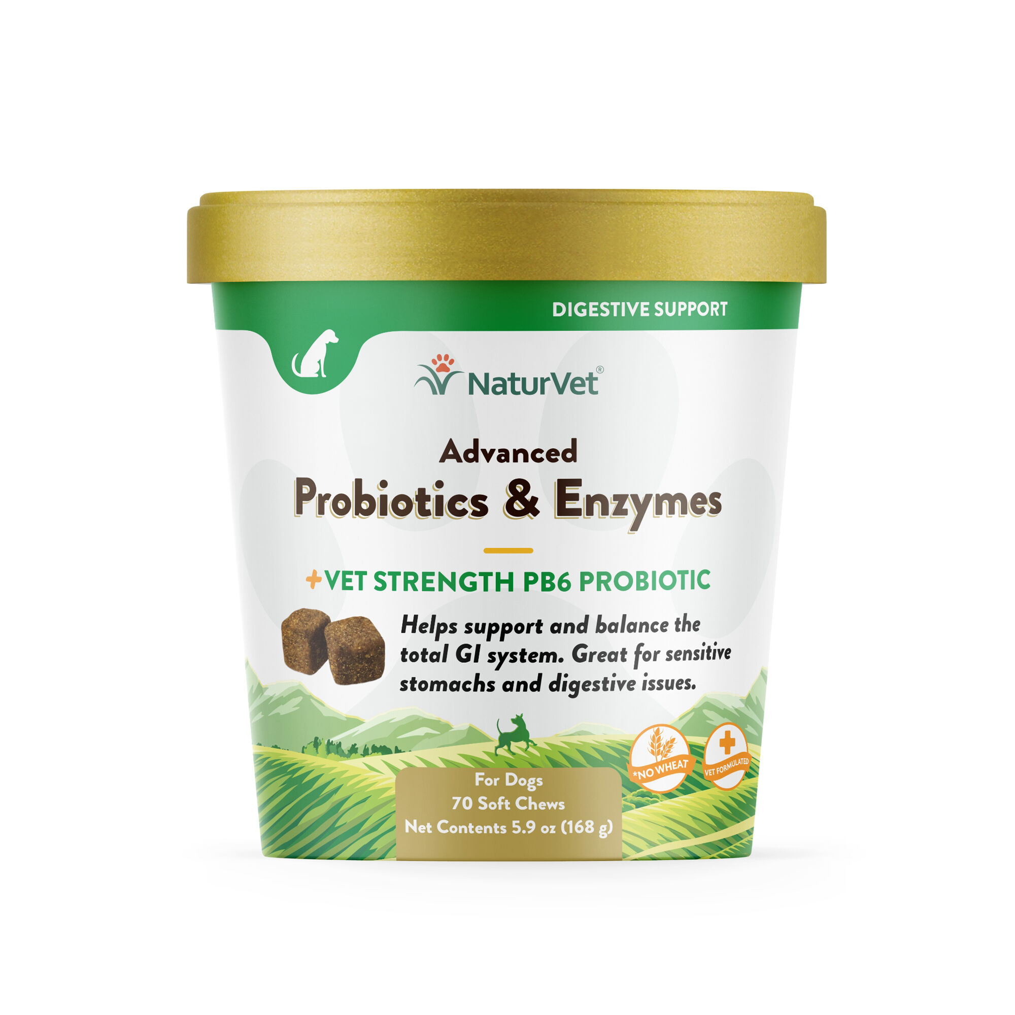 NaturVet Advanced Probiotics and Enzymes Plus Vet Strength PB6 Probiotic Supplement for Dogs - 70 ct Soft Chews product detail number 1.0