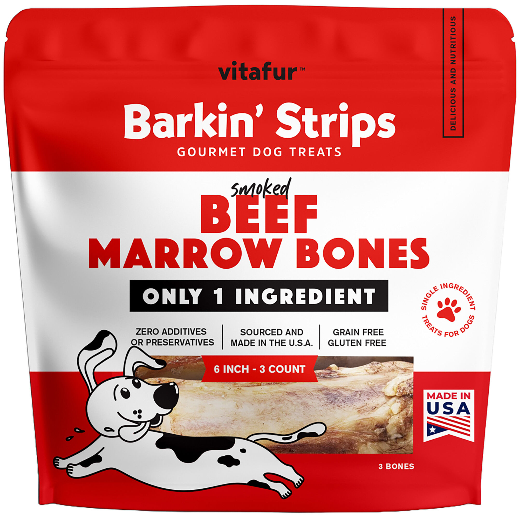 Vitafur Beef Marrow Bones Dog Treats - 6' Bone (3 Count) product detail number 1.0
