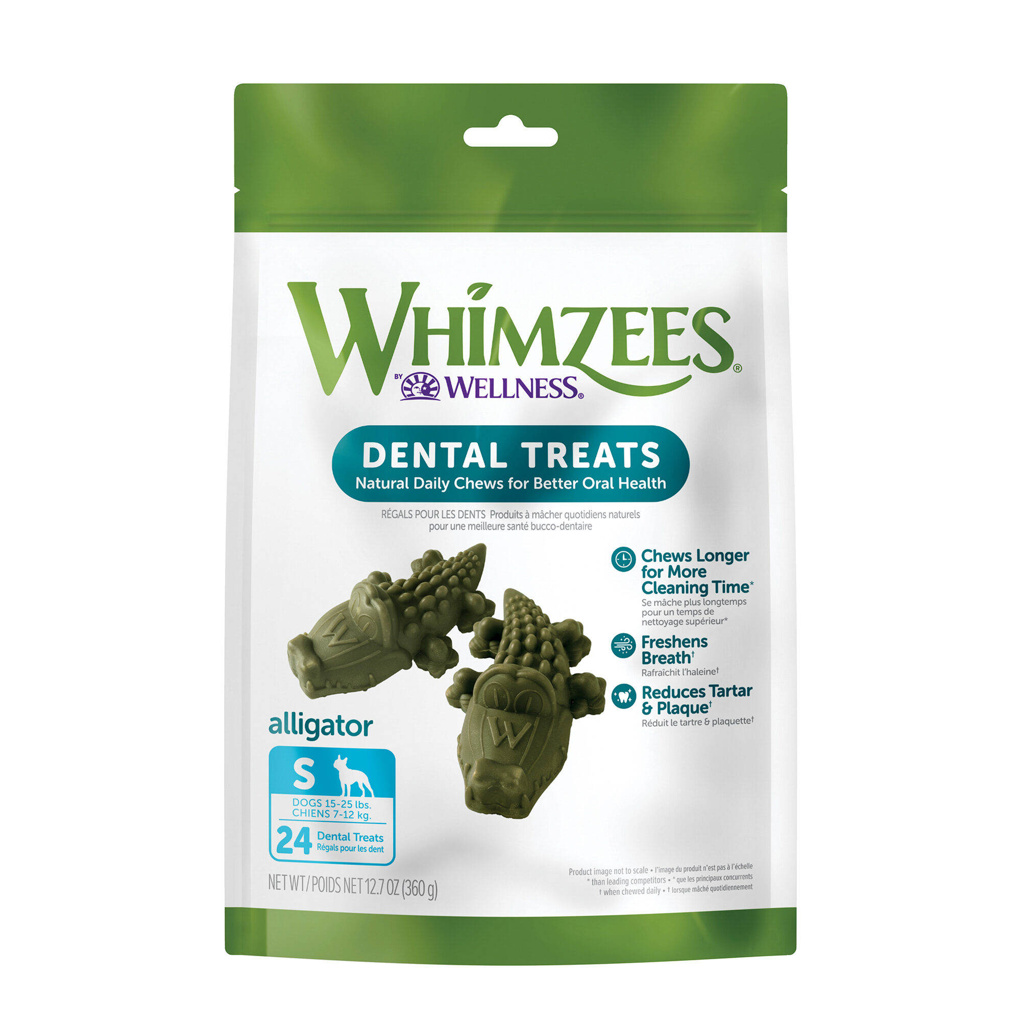 Whimzees by Wellness Alligator Natural Grain Free Dental Chews for Dogs - Small Breed - 24 count product detail number 1.0
