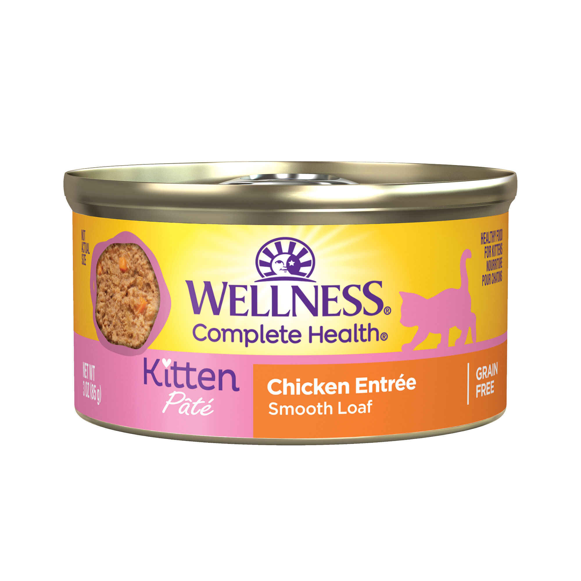 Wellness Complete Health Natural Grain Free Kitten Chicken Pate Canned Wet Cat Food - 3 oz Cans - Case of 24 product detail number 1.0