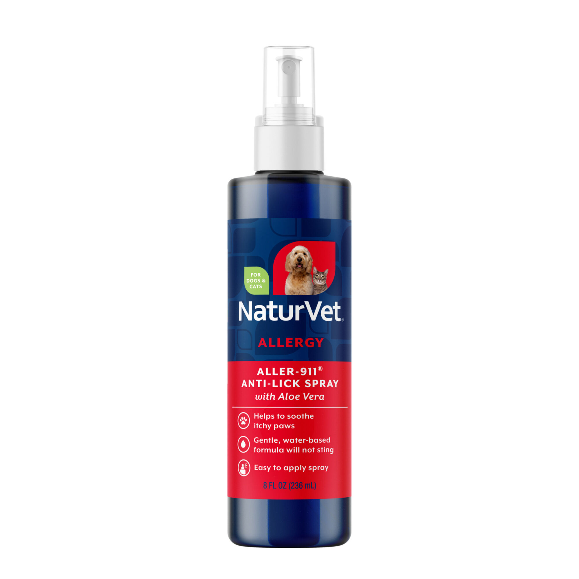 NaturVet Aller-911 Anti-Lick Allergy Aid Paw Spray Plus Aloe Vera for Dogs and Cats Spray 8 oz product detail number 1.0