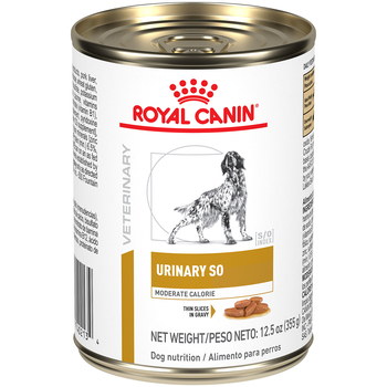 Royal Canin Veterinary Diet Canine Urinary SO Moderate Calorie Thin Slices in Gravy Wet Dog Food - 12.5 oz Cans - Case of 12-product-tile