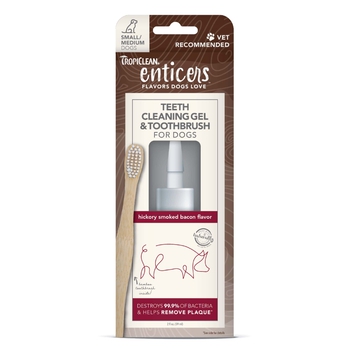 Tropiclean Enticers Teeth Gel/Toothbrush For S/M Dog - Hick/Bacon  2oz-product-tile